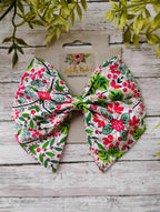 Holiday Holly Hair Bow: Christmas Damask Cotton Ornament