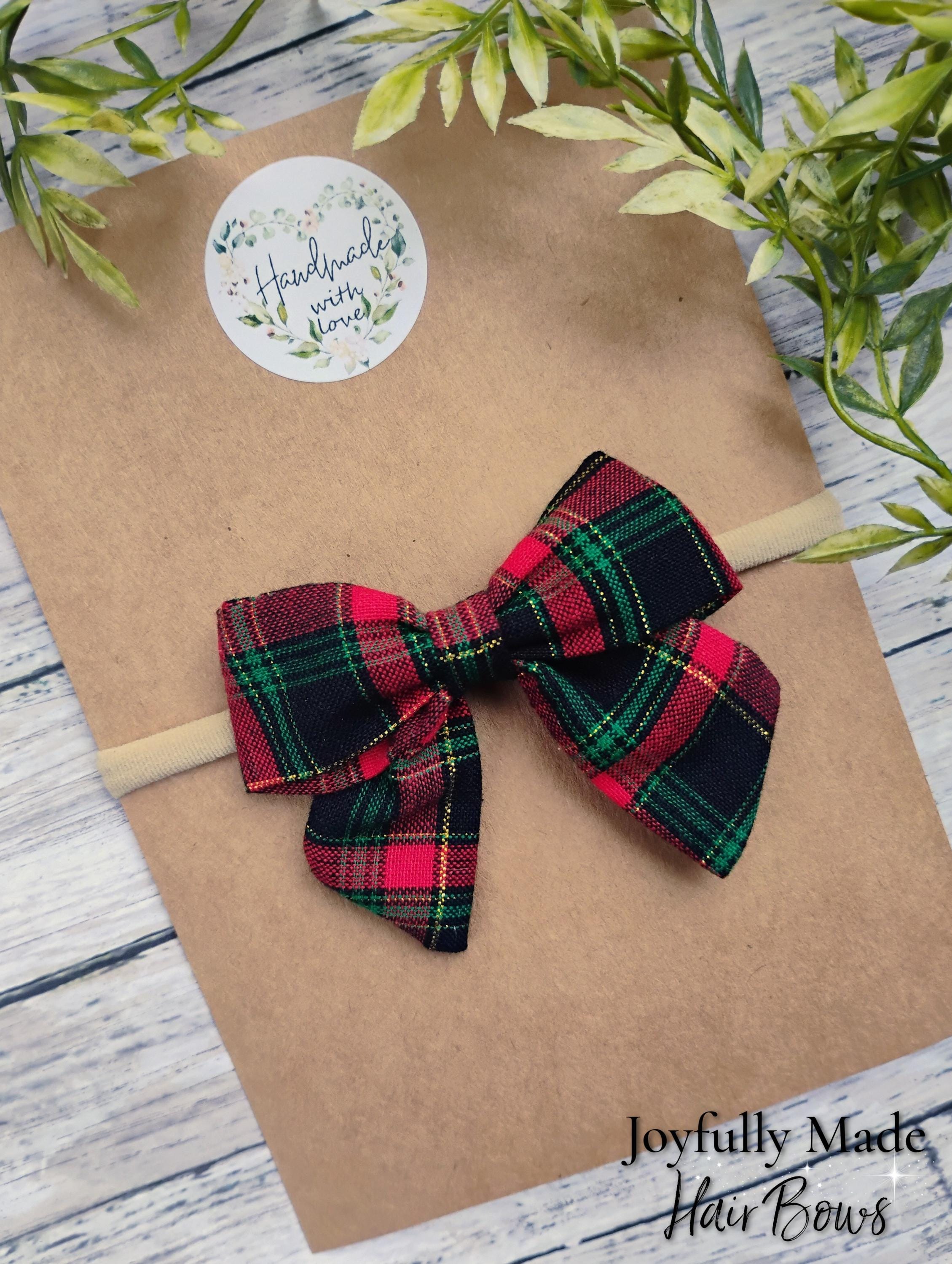 Christmas Plaid Baby Headband: Holiday Hair Bow