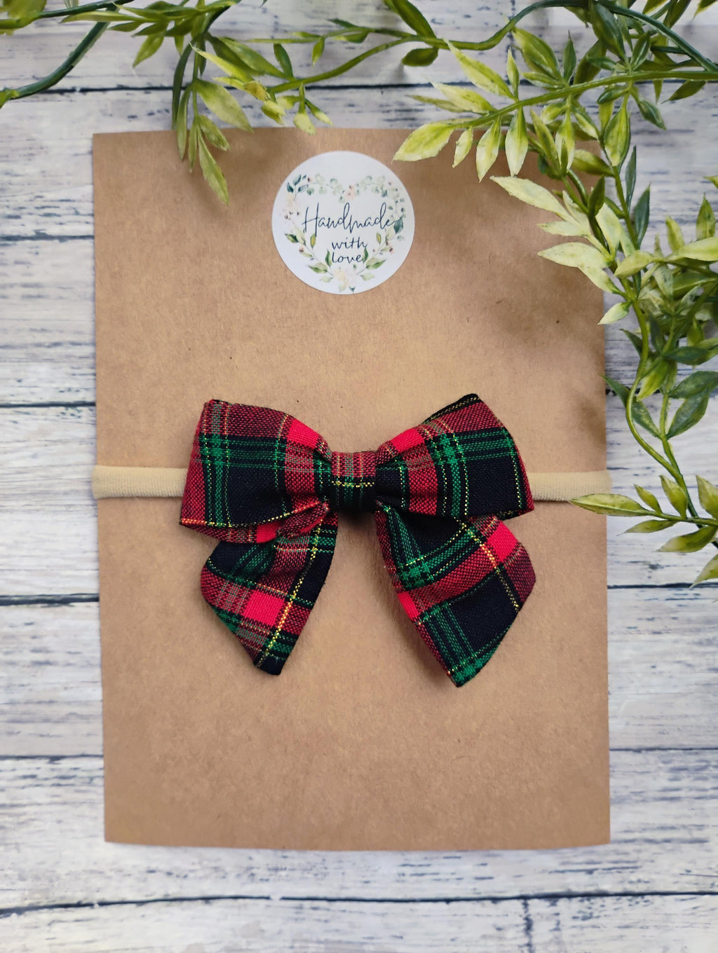 Christmas Plaid Baby Headband: Holiday Hair Bow