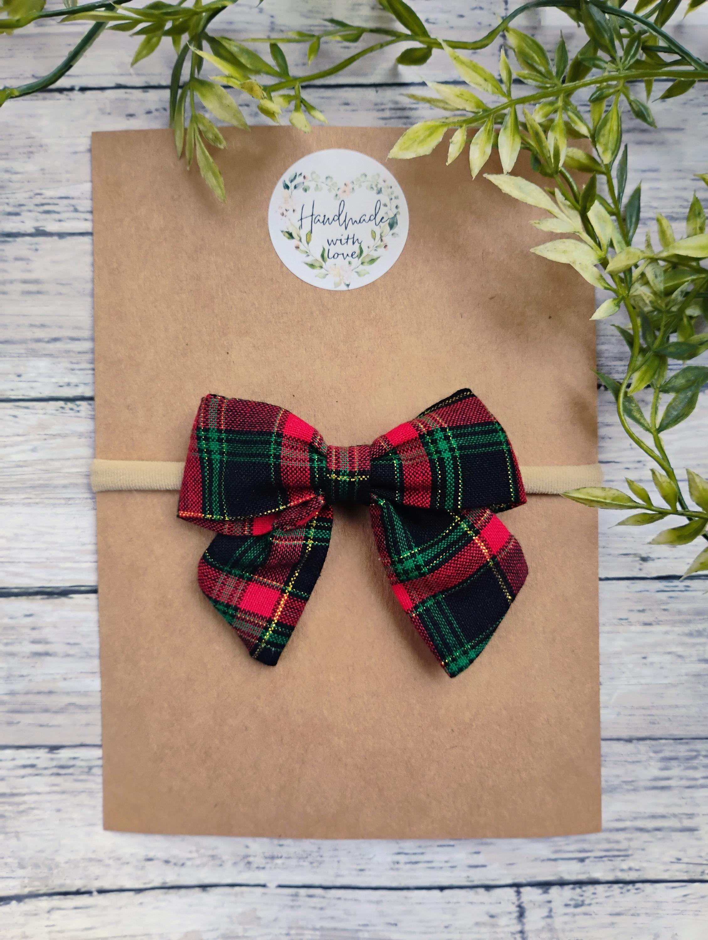 Christmas Plaid Baby Headband: Holiday Hair Bow