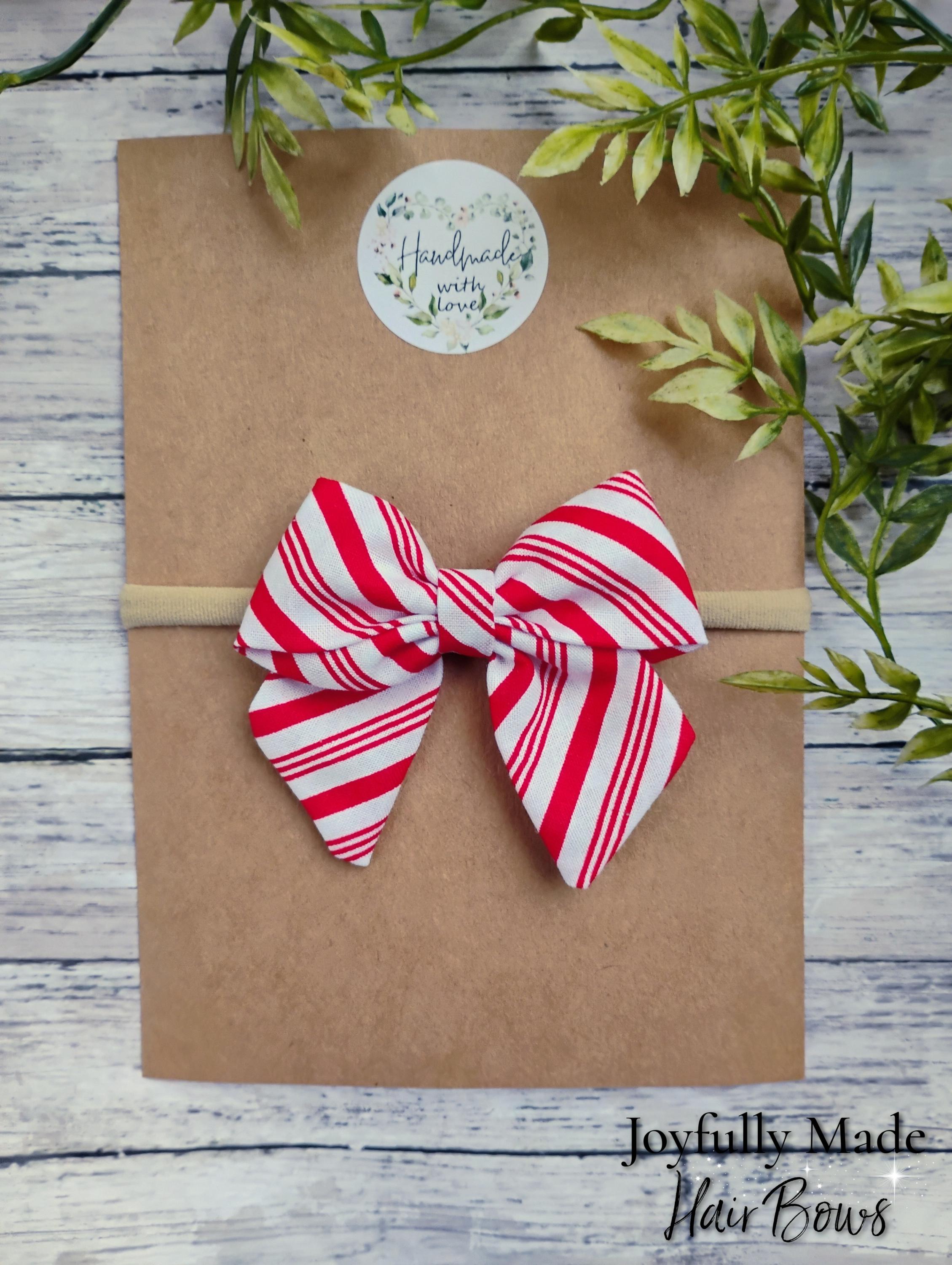 Christmas Baby Headband: Peppermint Stripe Hair Bow