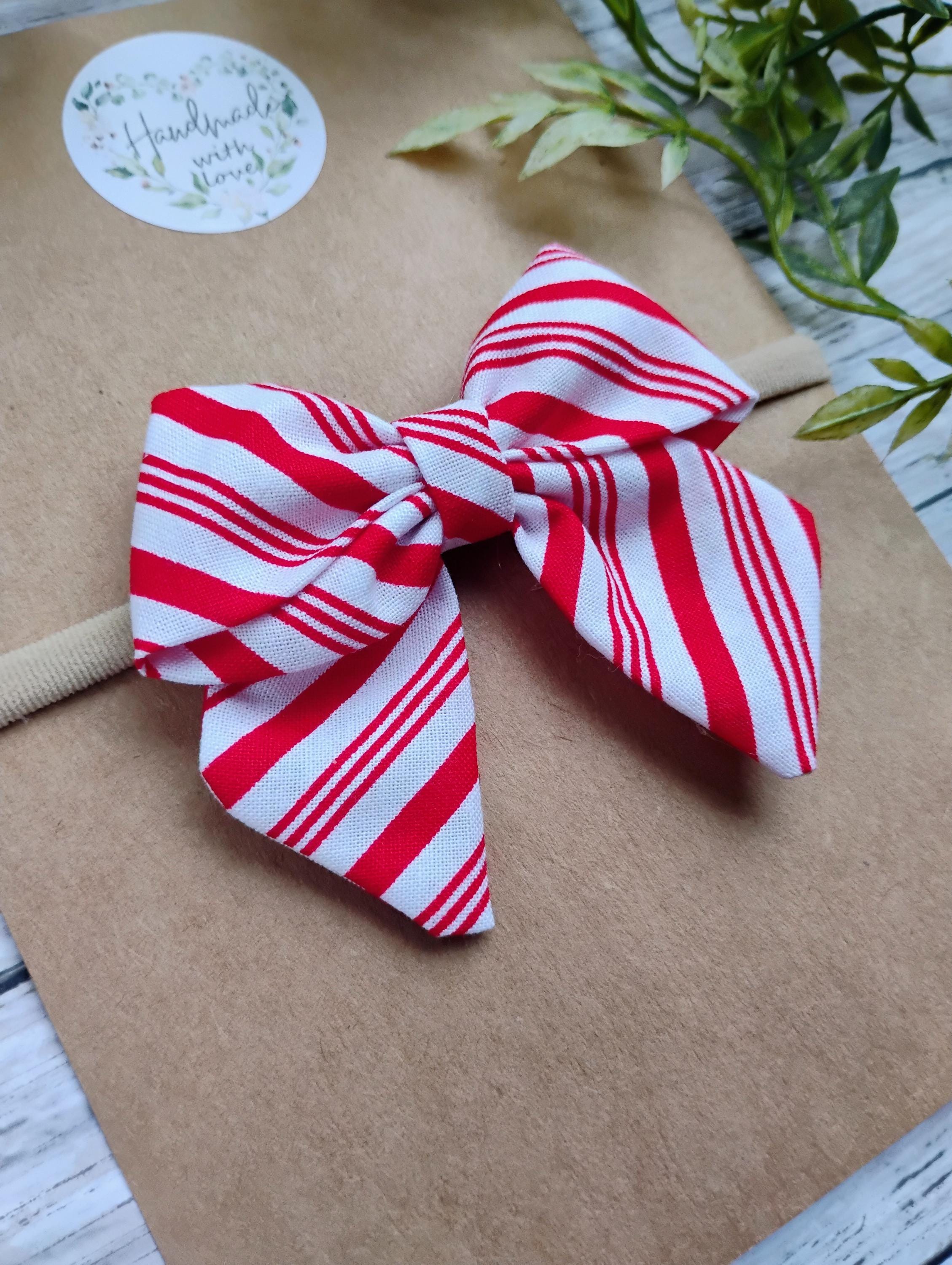 Christmas Baby Headband: Peppermint Stripe Hair Bow
