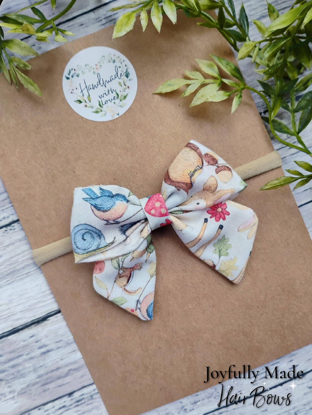 Woodland Animal Baby Hair Bow or Infant Headband