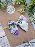 Purple Flower Baby Bow Headband or Hair Bow