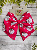 Santa Hair Bow: Christmas Cotton Hair Clip or Headband
