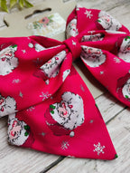 Santa Hair Bow: Christmas Cotton Hair Clip or Headband