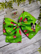 Holiday Mickey and Minnie Hair Bow: Christmas Cotton Hair Clip