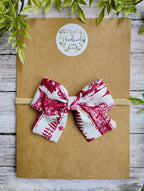 Holiday Red Toile Baby Bow Headband