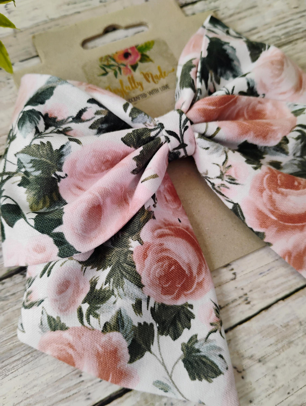 Rose Hair Bow: Large Floral Cotton Hair Clip
