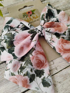 Rose Hair Bow: Large Floral Cotton Hair Clip