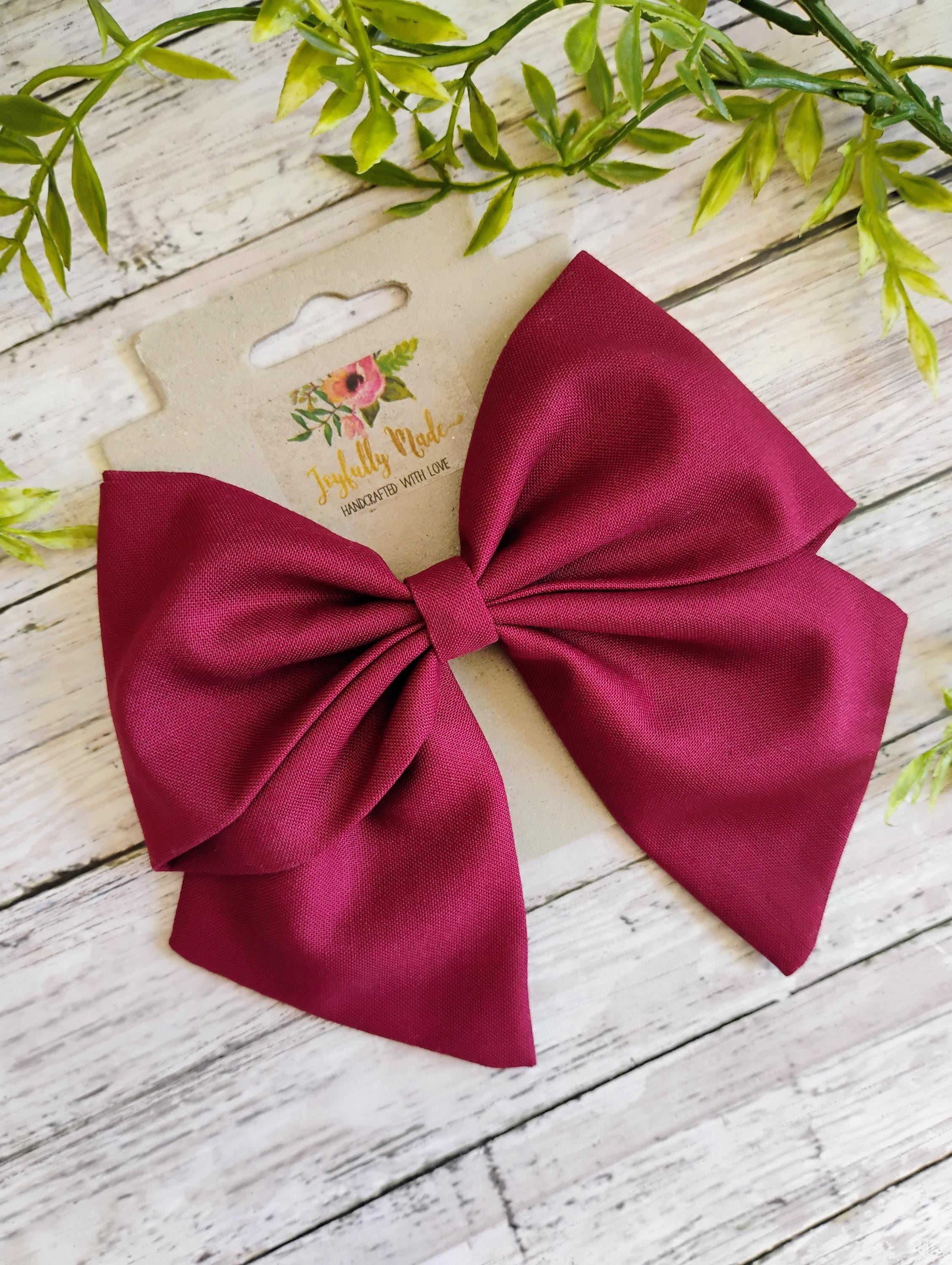 Wine Cotton Hair Bow, Headband, or Ornament