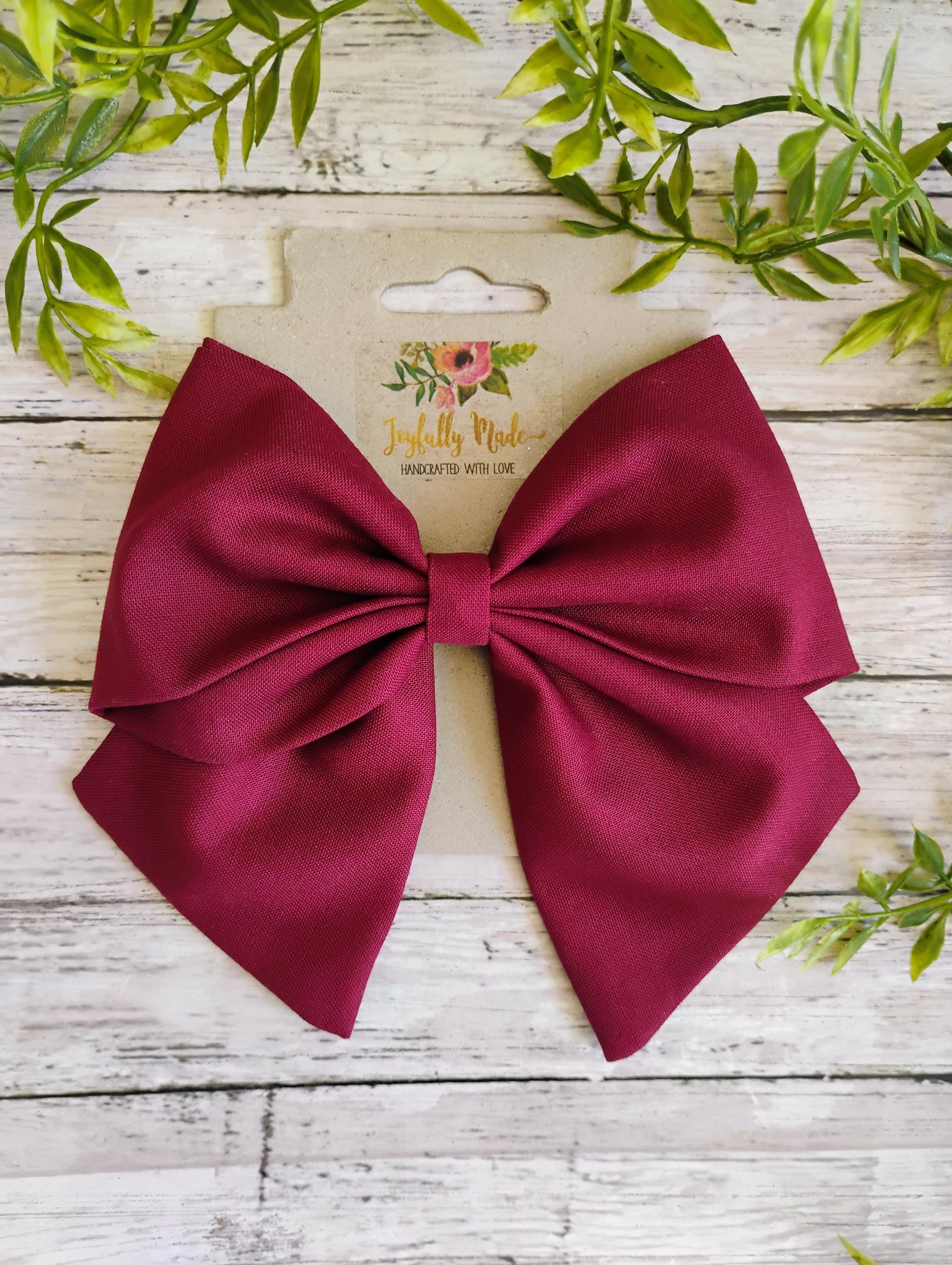 Wine Cotton Hair Bow, Headband, or Ornament