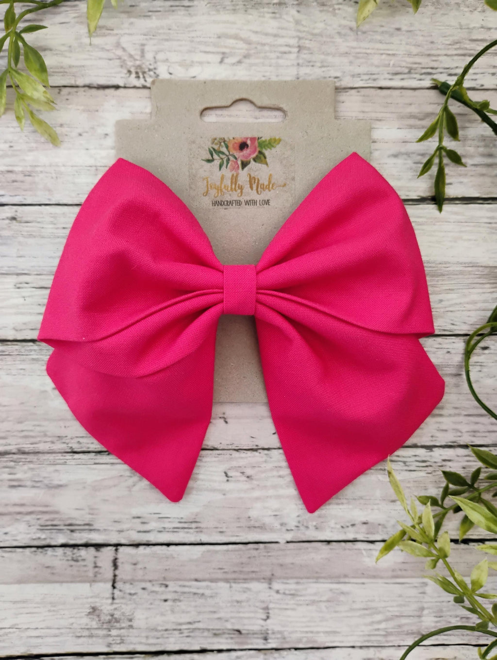 Bright Pink Sailor Bow: Handmade Cotton Hair Clip or Headband
