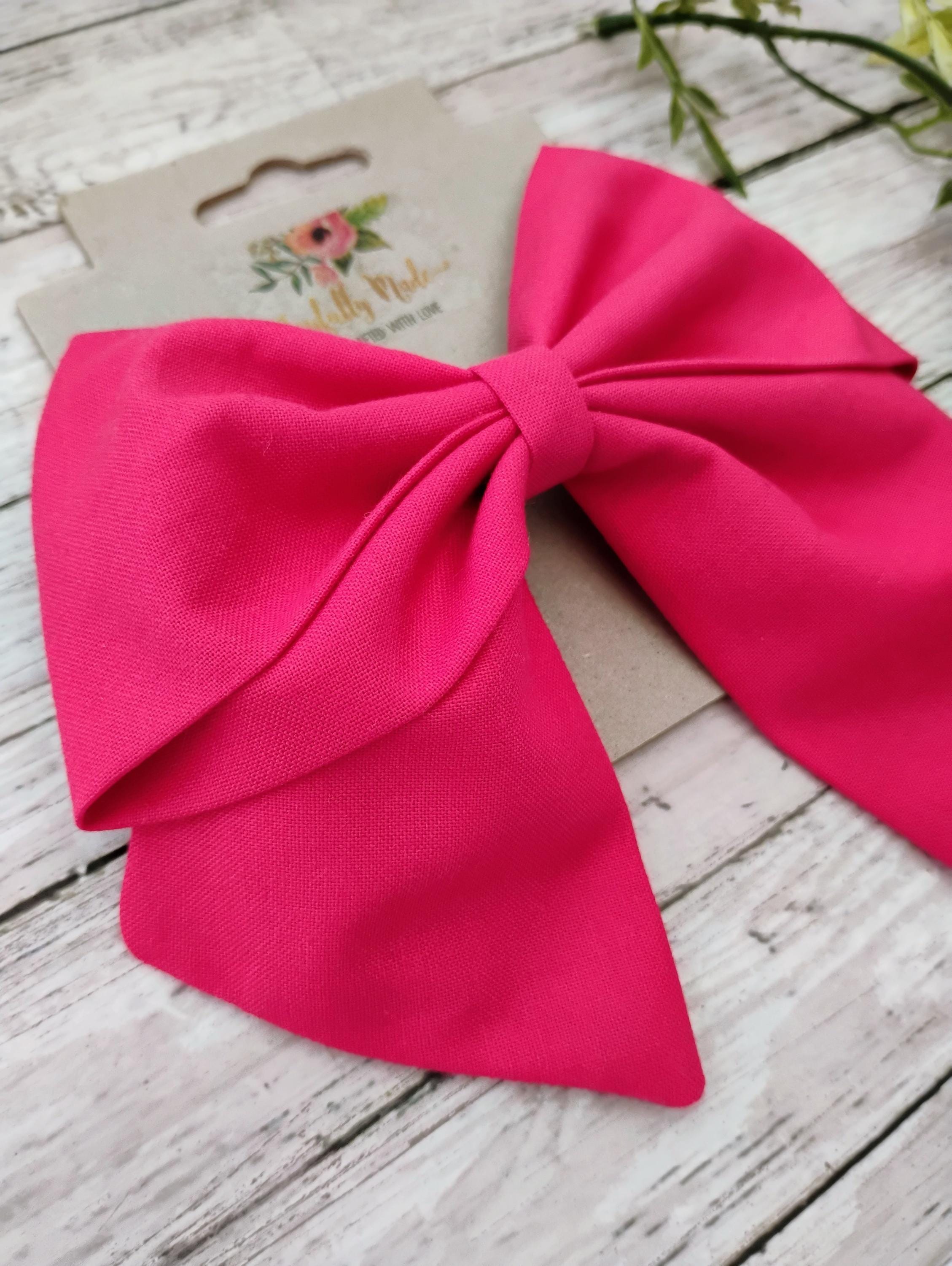 Bright Pink Sailor Bow: Handmade Cotton Hair Clip or Headband
