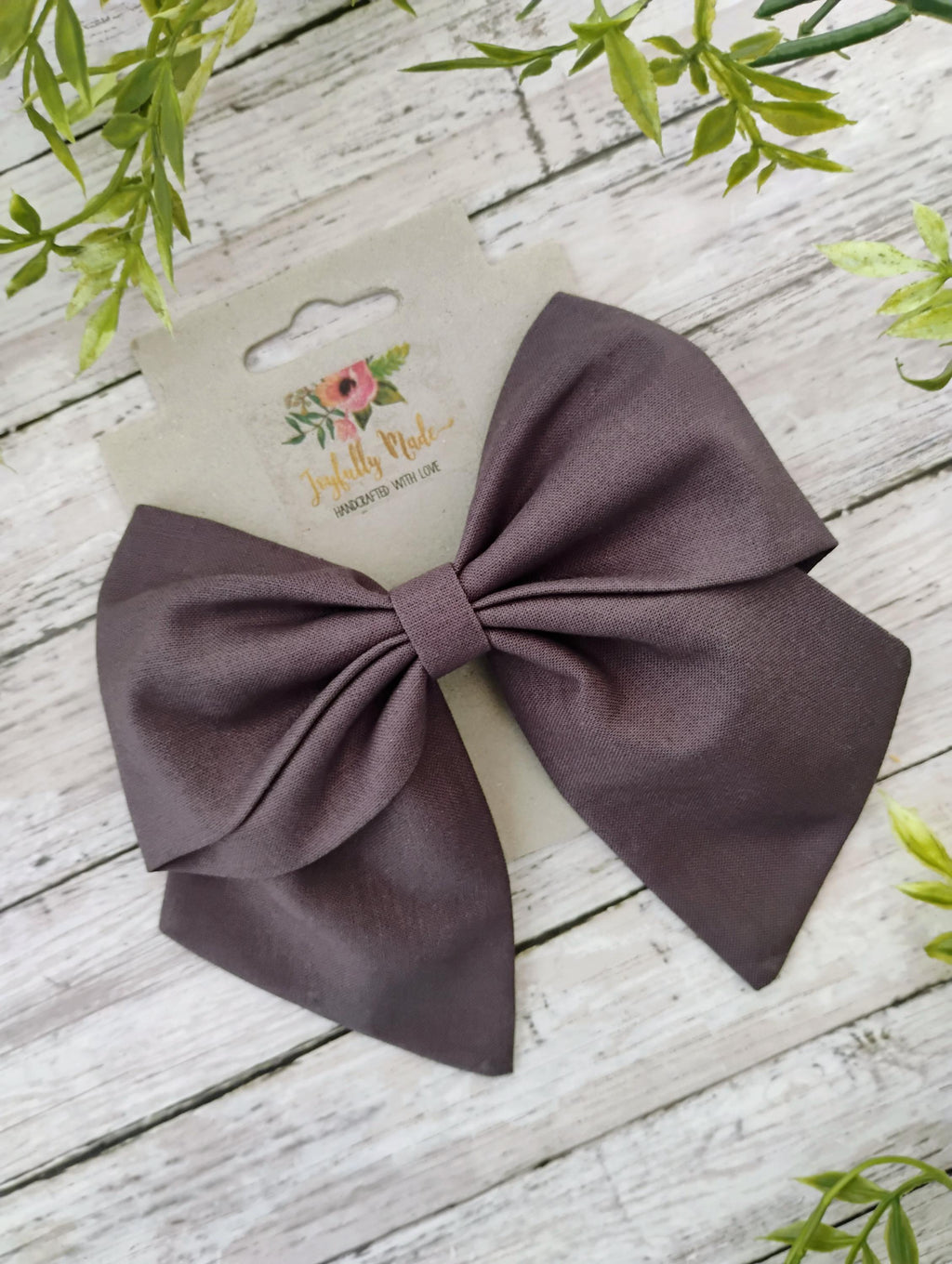 Handmade Charcoal Gray Sailor Bow: Cotton Hair Clip or Headband