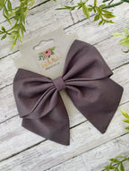 Handmade Charcoal Gray Sailor Bow: Cotton Hair Clip or Headband