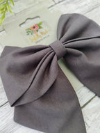 Handmade Charcoal Gray Sailor Bow: Cotton Hair Clip or Headband