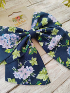 Hydrangea Sailor Bow: Floral Cotton Hair Clip or Headband
