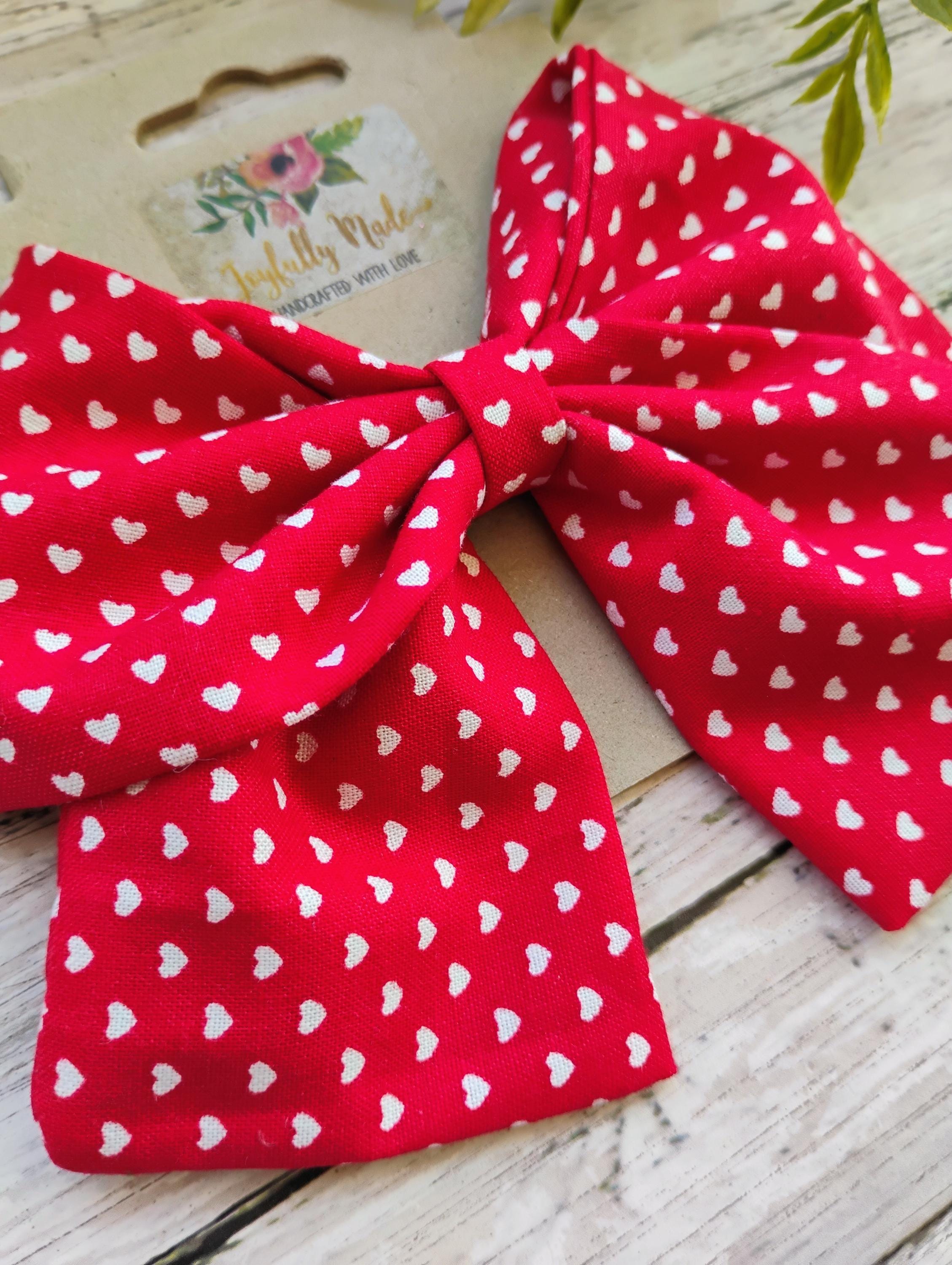 Red Heart Hair Bow, Headband, or Ornament
