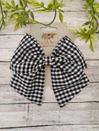Black Gingham Hair Bow, Headband, or Ornament