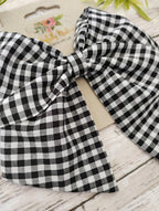 Black Gingham Hair Bow, Headband, or Ornament