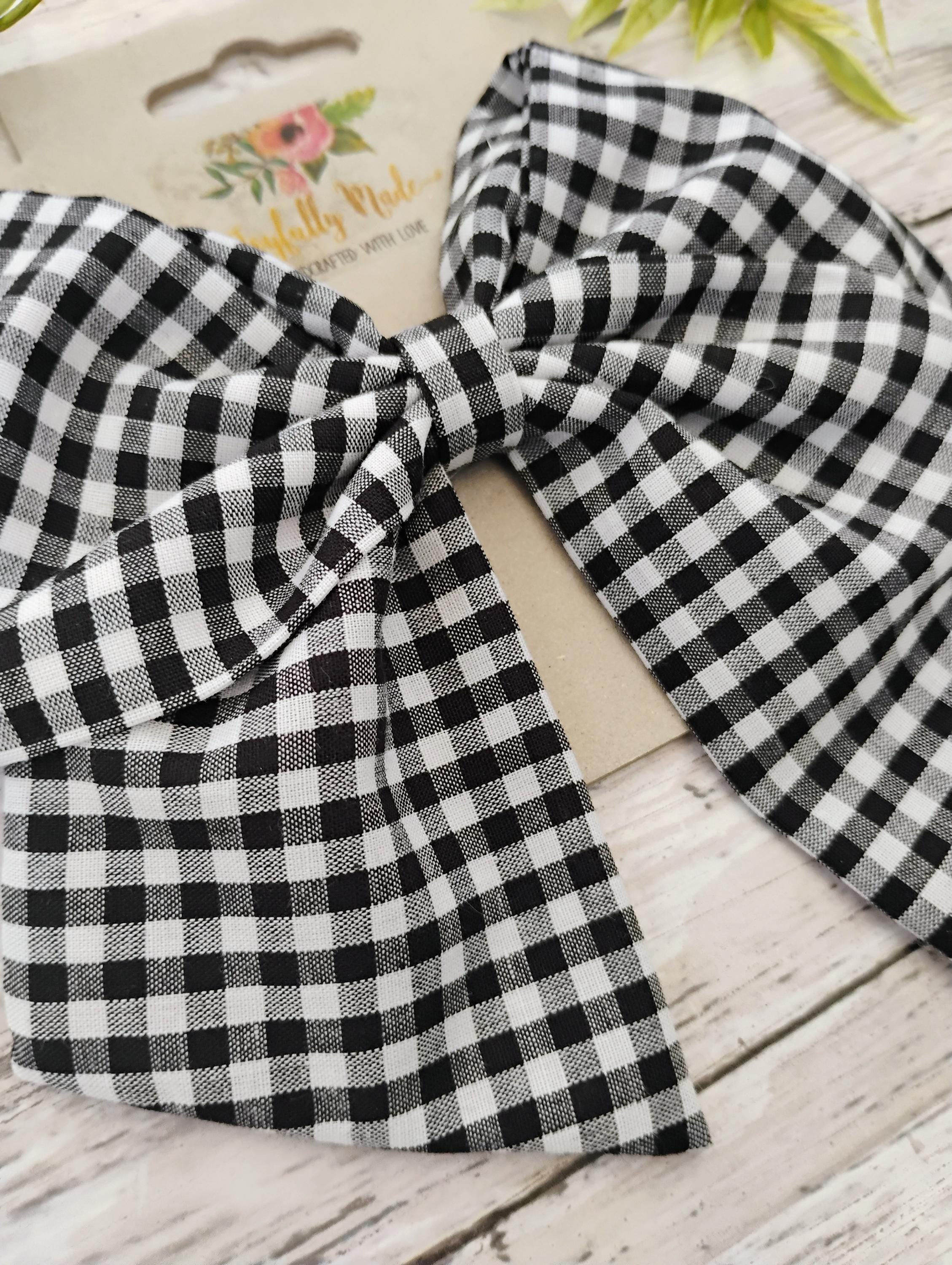 Black Gingham Hair Bow, Headband, or Ornament