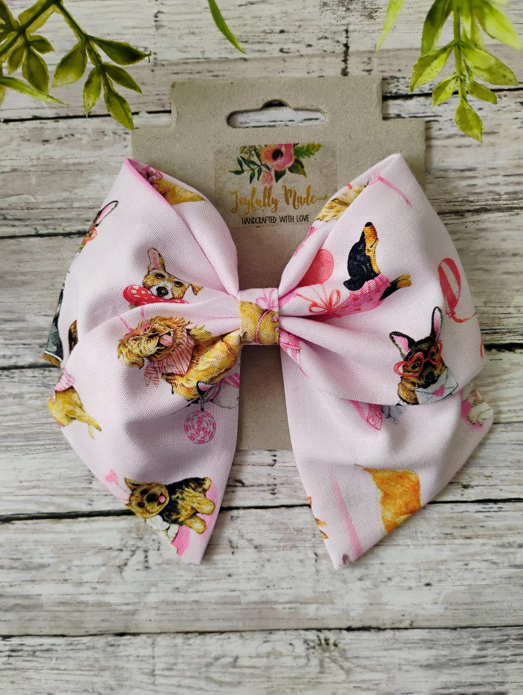 Valentine's Dog Hair Bow: Puppy Love Cotton Sailor Bow