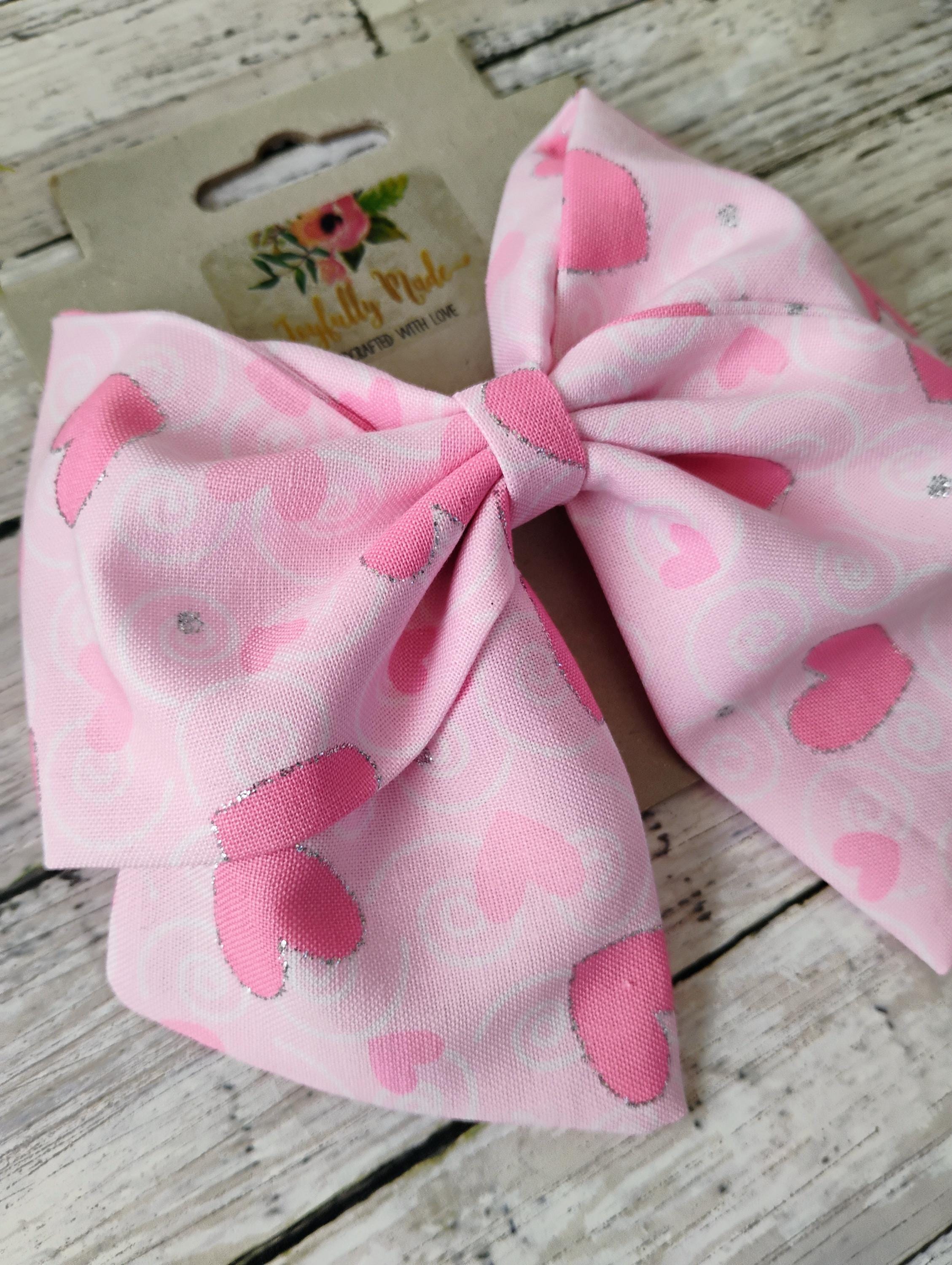 Pink Heart Hair Bow, Headband, or Ornament