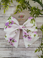 White and Purple Flower Hair Bow, Headband, or Ornament