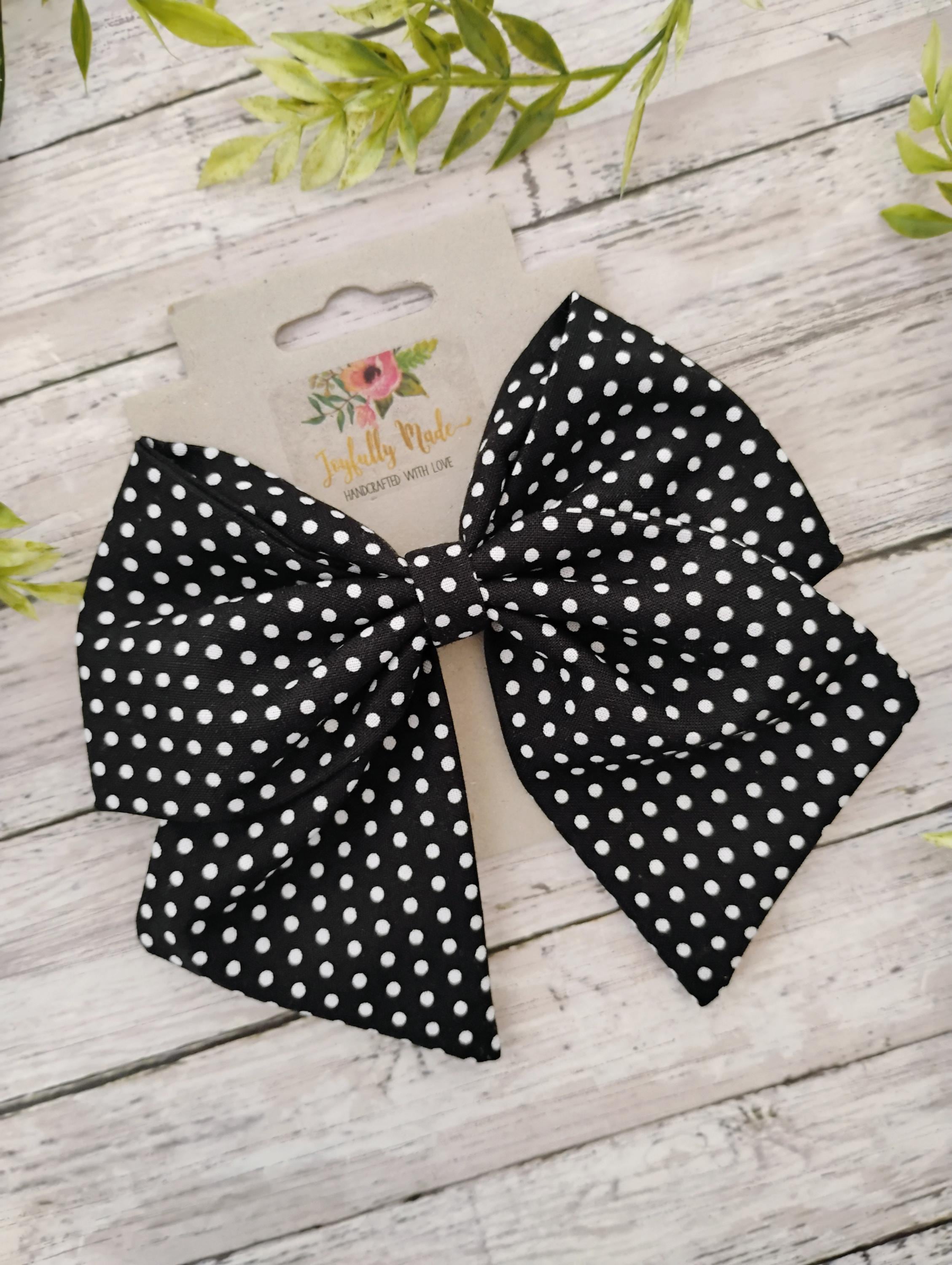 Black and White Polka Dot Hair Bow, Headband, or Ornament