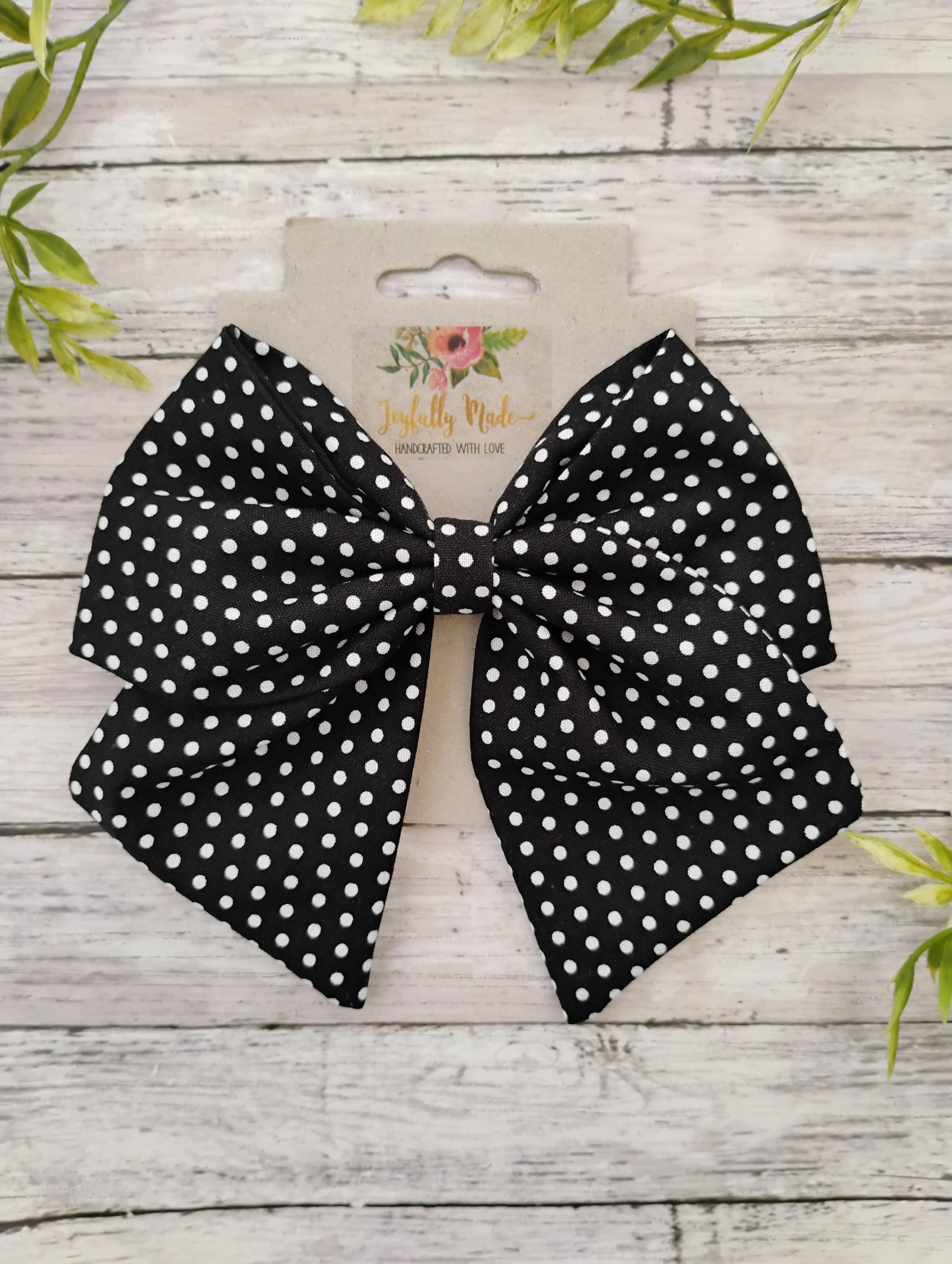 Black and White Polka Dot Hair Bow, Headband, or Ornament