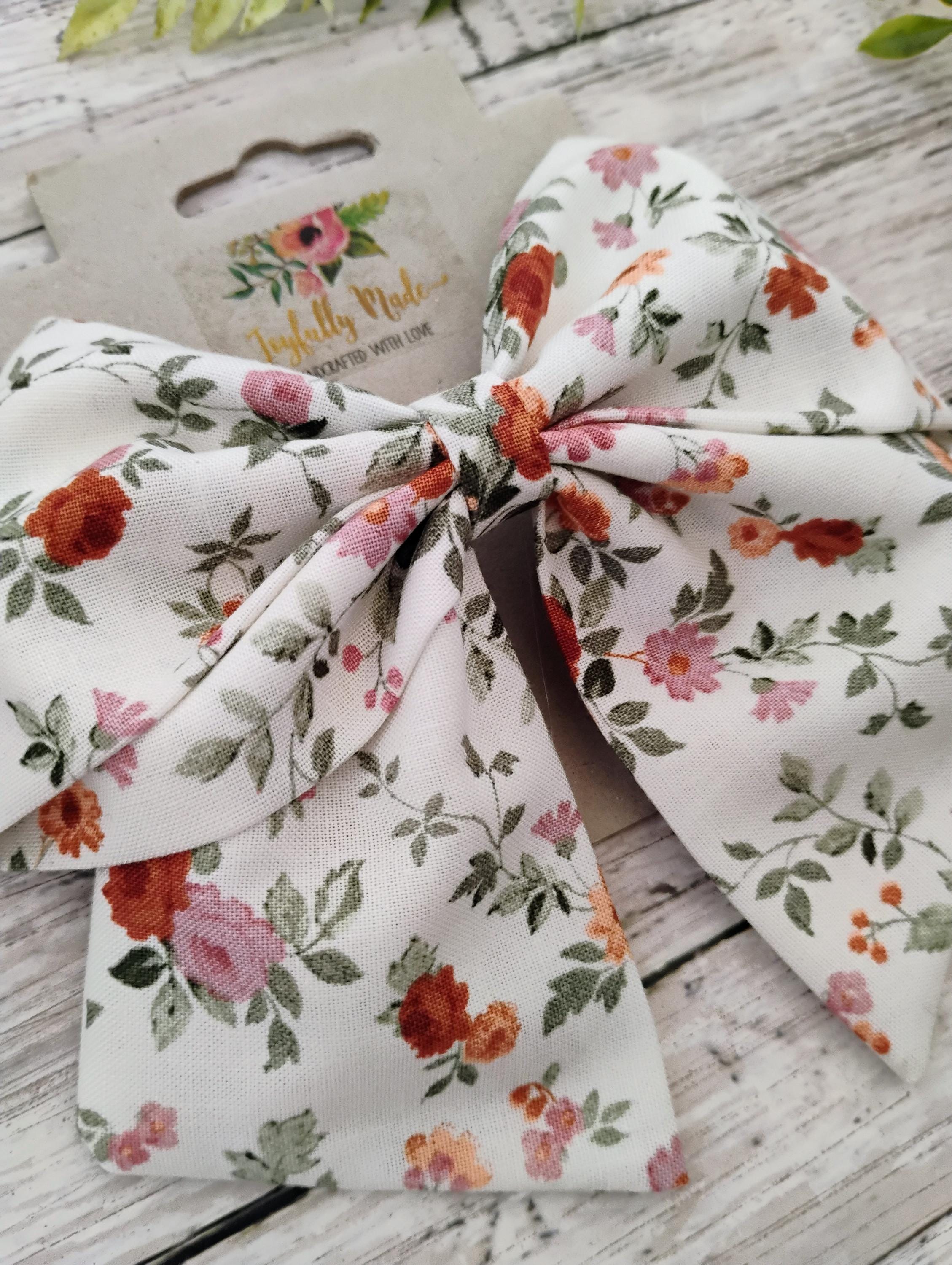 Country Floral Fabric Hair Bow, Headband, or Ornament