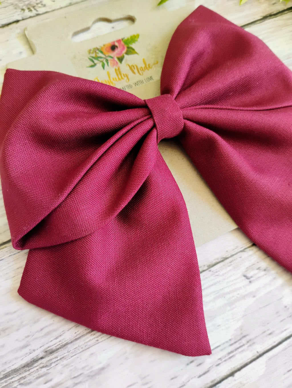 Wine Cotton Hair Bow, Headband, or Ornament