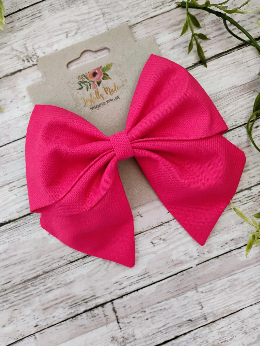 Bright Pink Sailor Bow: Handmade Cotton Hair Clip or Headband