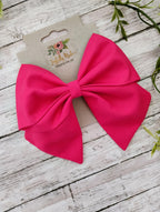 Bright Pink Sailor Bow: Handmade Cotton Hair Clip or Headband