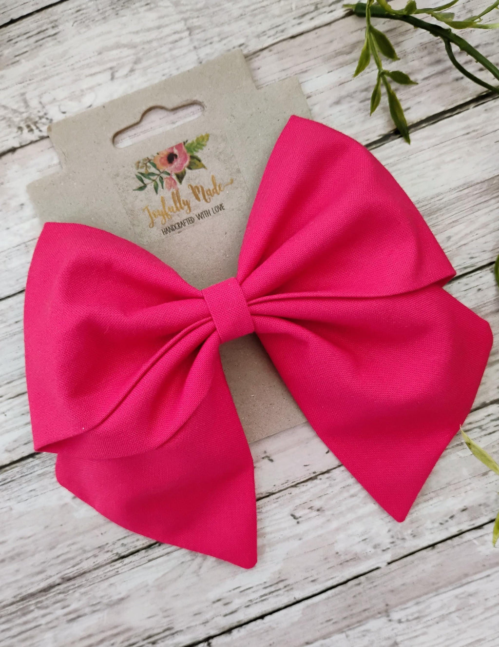Bright Pink Sailor Bow: Handmade Cotton Hair Clip or Headband