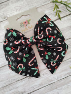 Candy Cane Christmas Hair Bow: Cotton Fabric Hair Clip or Ornament
