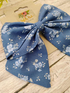 Blue Floral Hair Bow, Headband, or Ornament