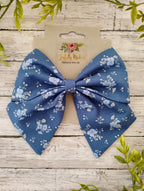 Blue Floral Hair Bow, Headband, or Ornament