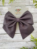 Handmade Charcoal Gray Sailor Bow: Cotton Hair Clip or Headband