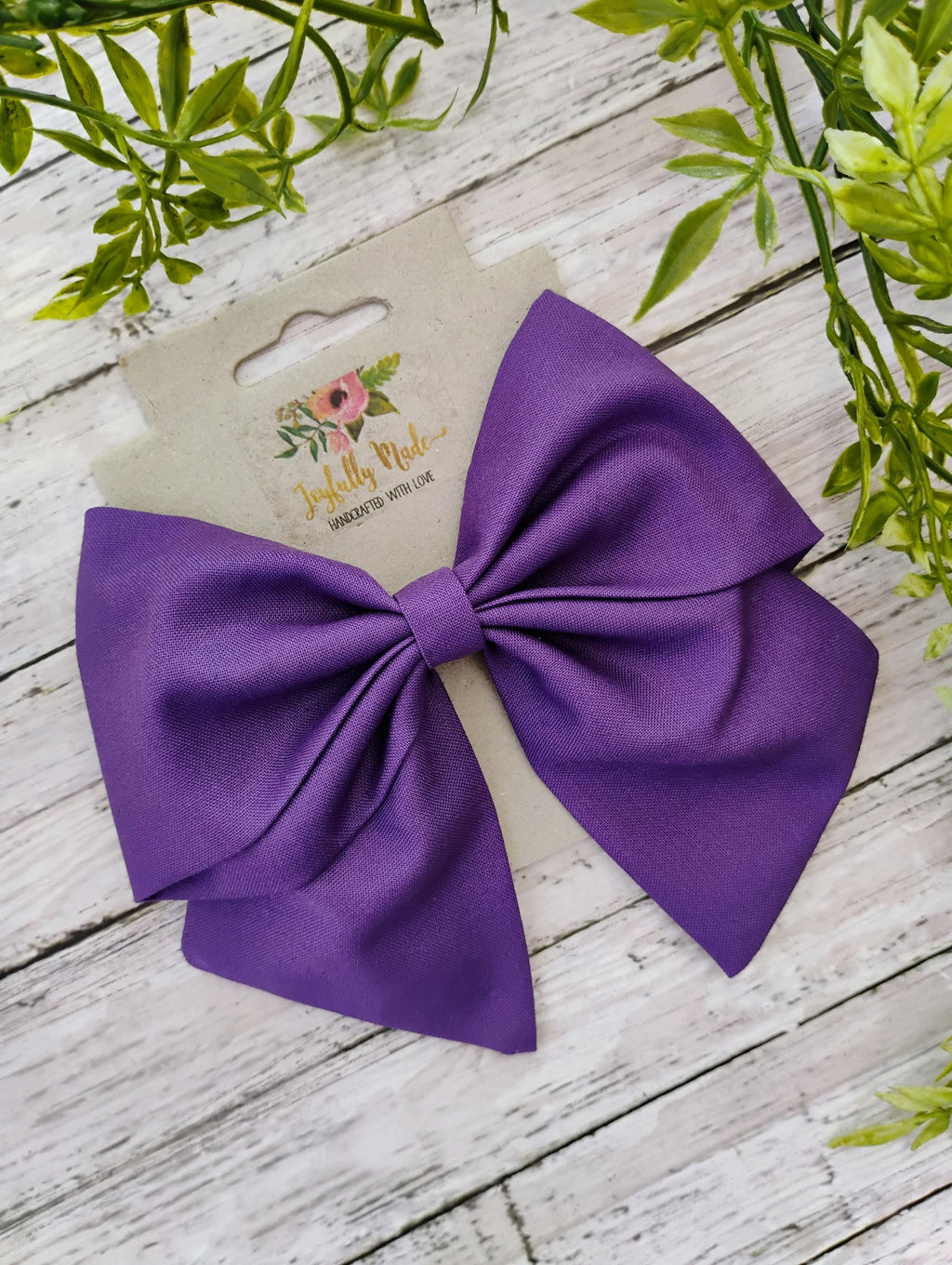 Purple Cotton Hair Bow, Headband, or Ornament