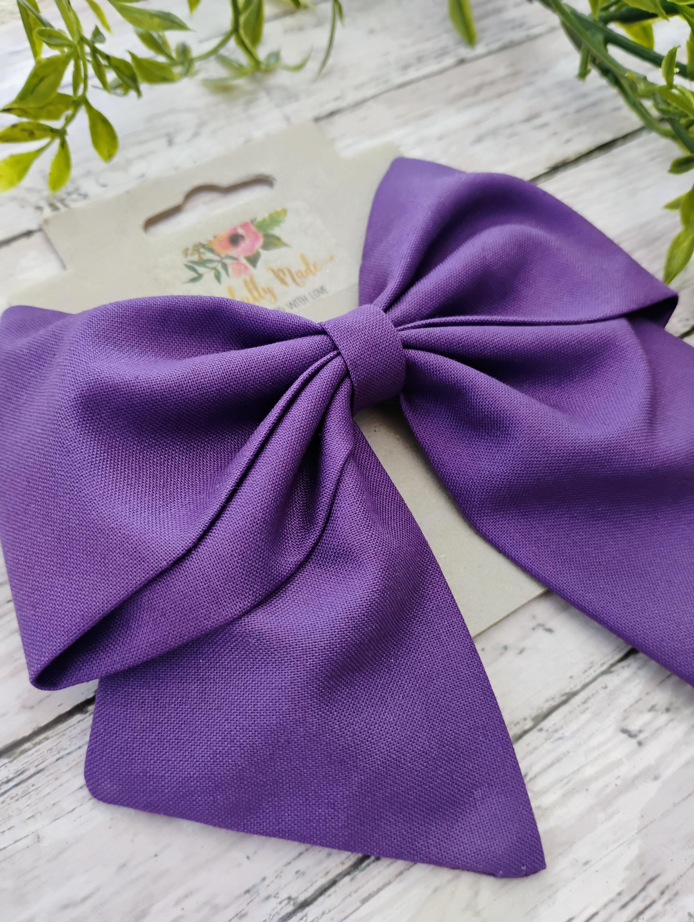 Purple Cotton Hair Bow, Headband, or Ornament