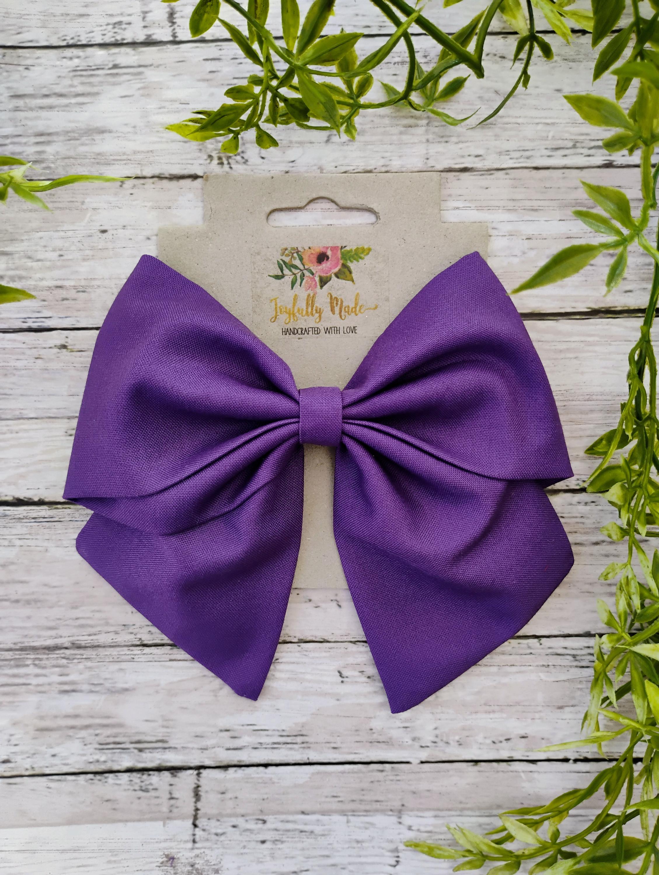 Purple Cotton Hair Bow, Headband, or Ornament
