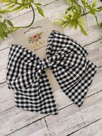 Black Gingham Hair Bow, Headband, or Ornament