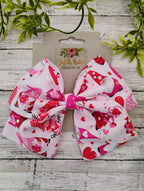 Valentine Gnome Hair Bow: Handmade Cotton Sailor Bow
