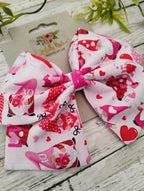Valentine Gnome Hair Bow: Handmade Cotton Sailor Bow
