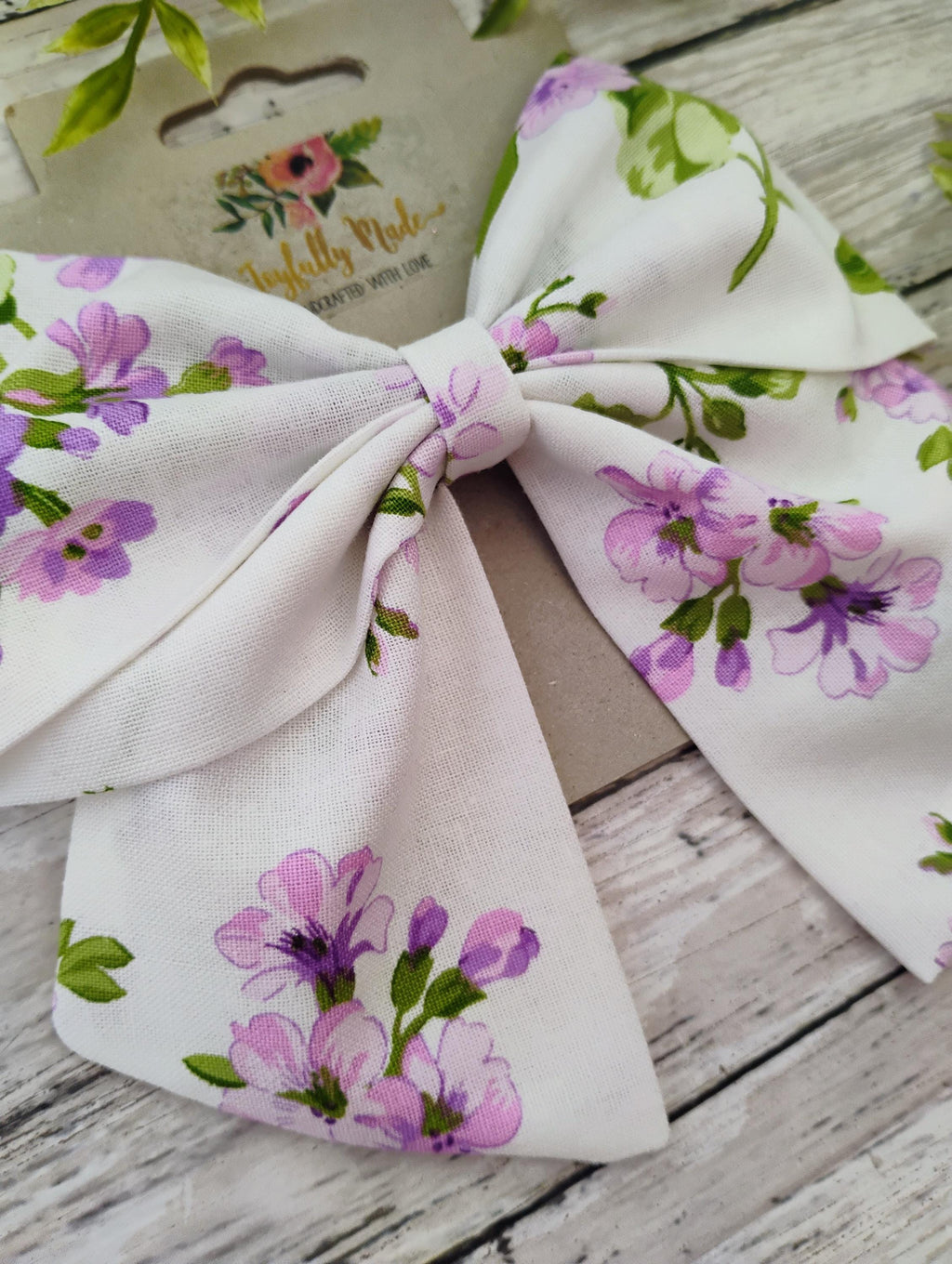 White and Purple Flower Hair Bow, Headband, or Ornament