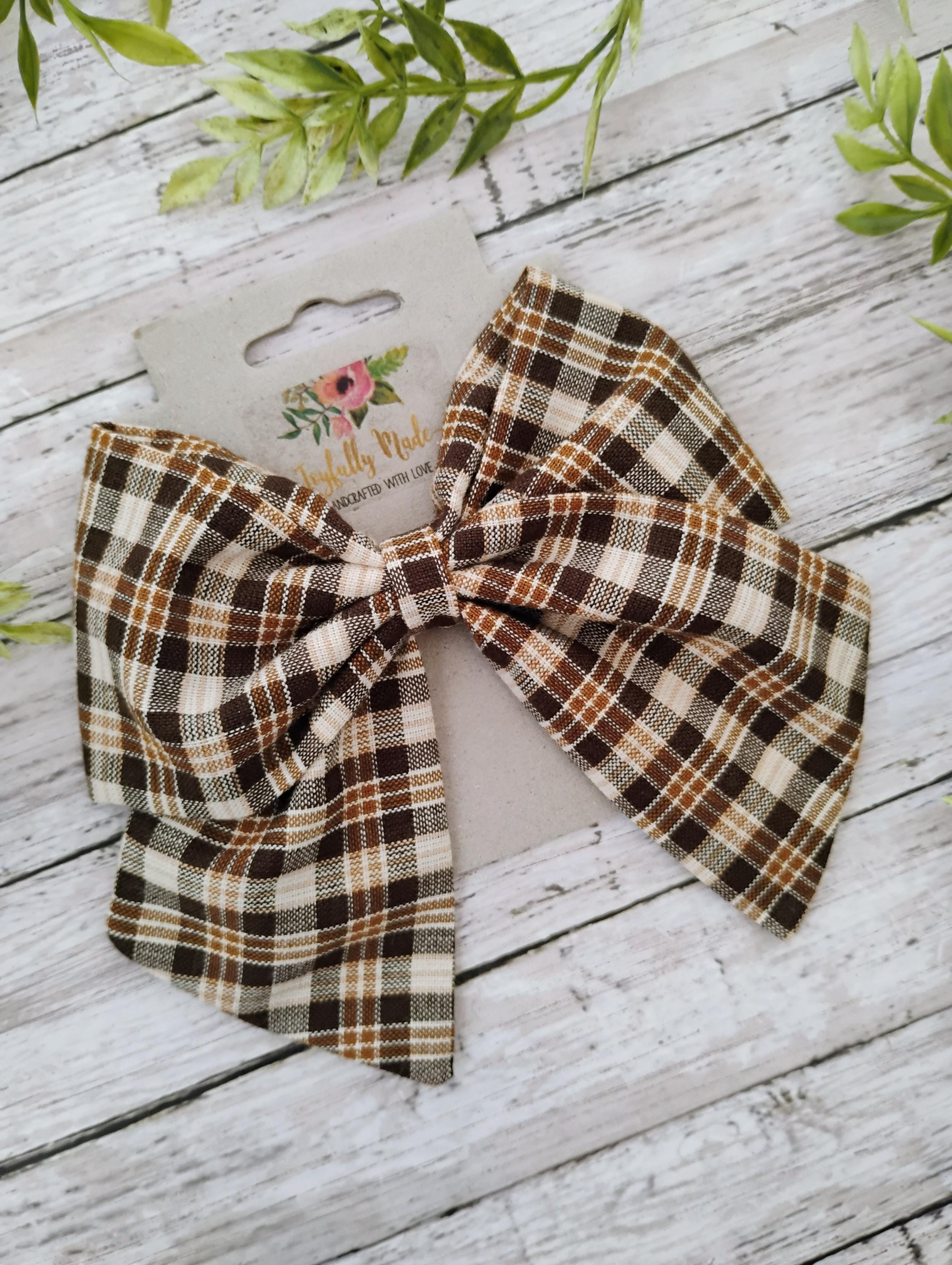 Brown Plaid Hair Bow, Headband, or Ornament
