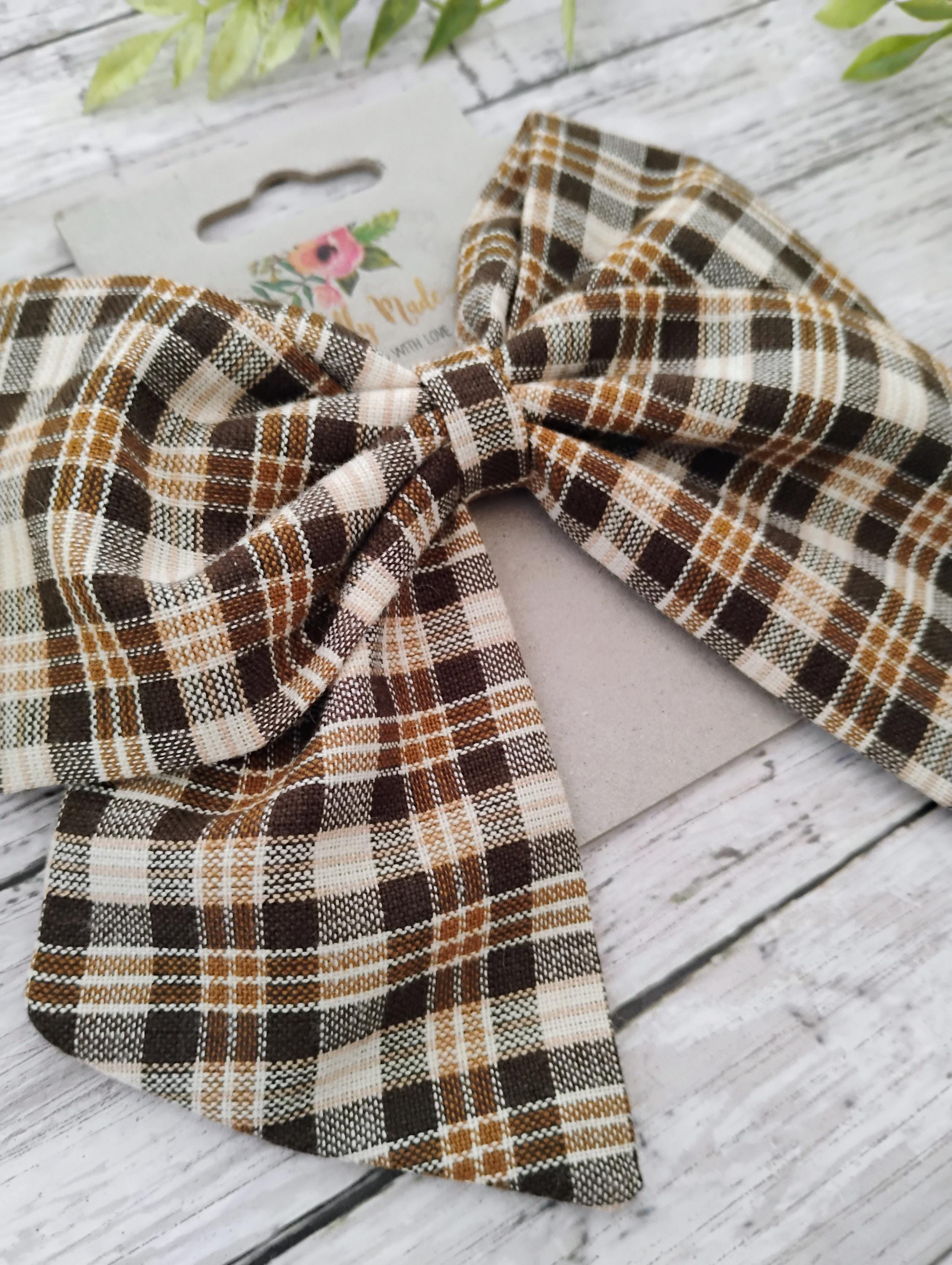 Brown Plaid Hair Bow, Headband, or Ornament