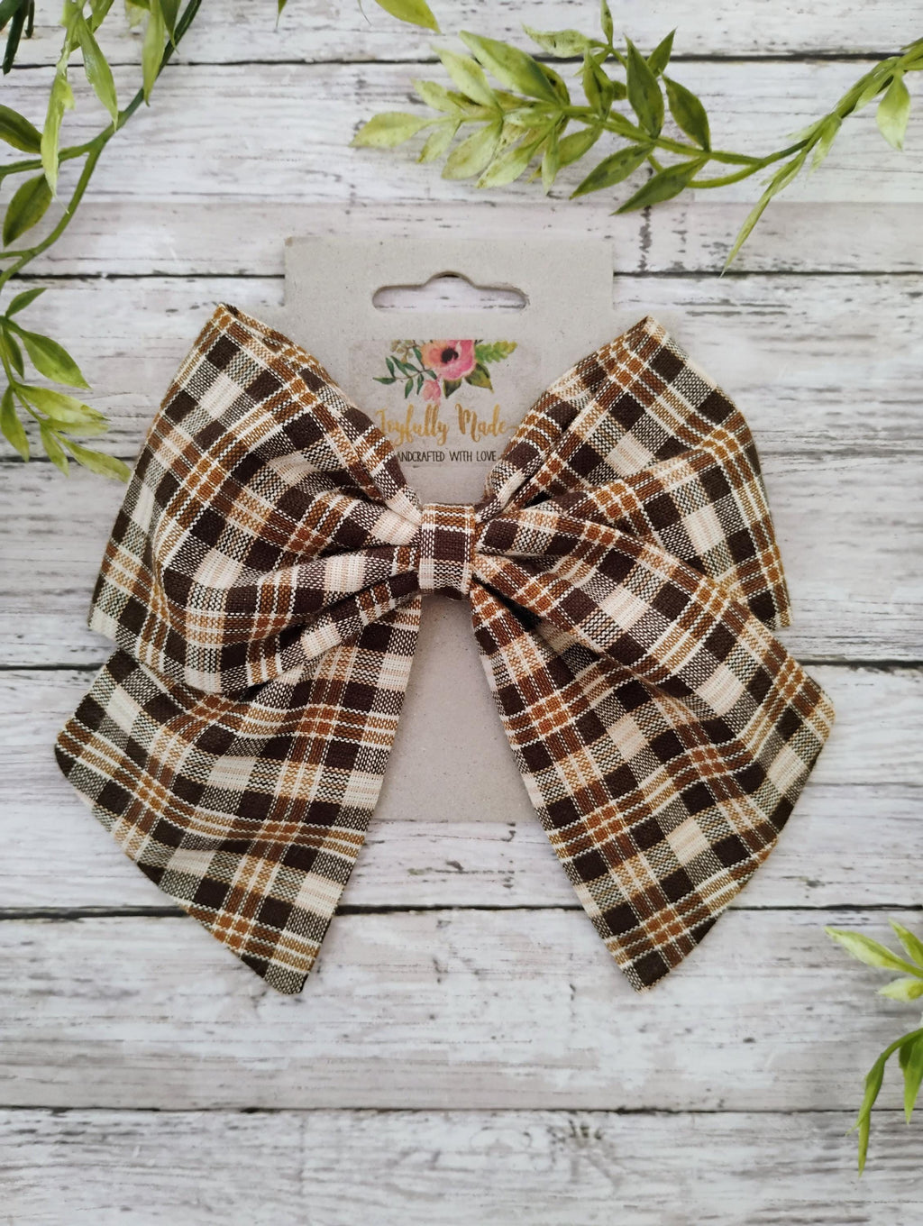 Brown Plaid Hair Bow, Headband, or Ornament